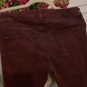 7 FOR ALL MAN KIND RED COATED SKINNY JEANS